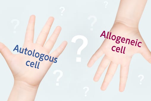 Autologous cells and allogeneic cells